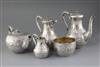 A good Victorian five piece silver tea and coffee service by Frederick Elkington, gross 80.5 oz.                                       