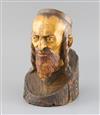 Jan Zaroffe (1888-1952). A carved wooden bust of an orthodox Jew, height 9.75in.                                                       