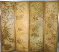 A late 19th century four leaf draught screen, each panel W.2ft H.6ft 8in.                                                              