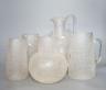 Five various Victorian iced glass jugs, 29cm                                                                                                                                                                                