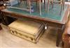 A 1930's green leather topped library table, fitted with three drawers to one side, on square moulded legs W.198cm                     