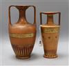 Two Ipsen Danish Egyptian Revival terracotta vases tallest 28cm                                                                        