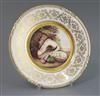 A rare Rockingham porcelain cabinet plate, c.1826-30, D. 24.5cm                                                                        