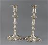 A pair of early Victorian silver candlesticks, by Henry Wilkinson & Co, weighted.                                                      