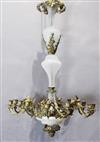 A 19th century French gilt metal and opaque glass twelve light chandelier, drop 3ft 1in. diameter 2ft 2in.                             