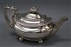 A George III silver teapot, Thomas Newby, London, 1818, gross 22.5 oz.                                                                 