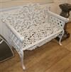 A Coalbrookdale style painted cast iron garden bench W.108cm                                                                           