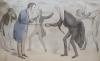 Thomas McLean publ., coloured lithograph, A game of Cudgels, all among friends, 25 x 37cm                                                                                                                                   