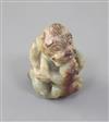 A Chinese greenish-yellow and russet jade group of a bear and cub, Han dynasty or later 4.5cm                                          