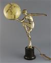 After Maurice Guiraud-Rivière (French 1881-1947). A silvered spelter table lamp, height 21.5in.                                        