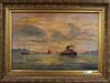 E.Beason, oil on canvas, Liner and other shipping at sunset, signed and dated 1913, 60 x 90cm                                          