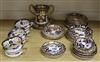 A large quantity of Royal Crown Derby Imari style patterned plates, saucers and a two-handled base with similar cups                   