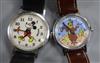 A base metal Bradley 'Mickey Mouse' manual wind wrist watch and a 'Yogi bear' wrist watch.                                             