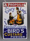 A Birds custard powder, enamelled advertising sign 26 x 17.5cm                                                                         