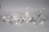 Three Steuben heavy moulded glass animals (penguin, frog and dolphin) and two other items,                                                                                                                                  