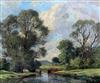 § Percy Lancaster (1878-1951) River landscape with cattle beside a bridge 20 x 24in.                                                   