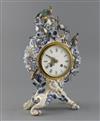 A Meissen flower encrusted mantel clock, late 19th century, H. 34.5cm, restored                                                        