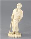 A Japanese ivory figure of an old lady, Tokyo School, Meiji period, height 18.5cm                                                      