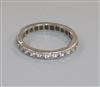 A white metal and diamond set full eternity ring, size M.                                                                              