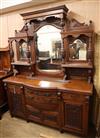 A late Victorian carved walnut bowfront mirror back sideboard W.182cm                                                                  