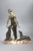 A Spelter Art Deco figure of a dog and borzoi, on a marble base, height 45cm                                                                                                                                                