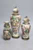 Three early 20th century Chinese crackle glaze vases, two with covers, tallest 33.5cm                                                                                                                                       