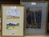 William Walls, watercolour, waterfall, 26 x 18cm and a pair of framed watercolour landscapes, 10 x 15cm                                