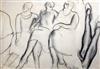 § Leon Underwood (1890-1975) Sketch of three women and stockinged legs 20 x 30in.                                                      