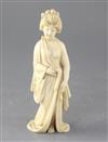 A Japanese ivory erotic figure of a bijin, early 20th century, height 18cm                                                             