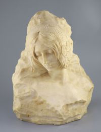 Galileo Pochini (19th C.). A carved alabaster bust of a medieval lady, height 18in.                                                    