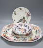 A Masons patent ironstone Imari pattern meat dish, 47cm, four plates and a Minton WS Coleman duck plate                                                                                                                     