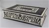 An 18th century Indo Portuguese ebony and ivory casket, width 1ft 7.5in. depth 1ft 1.5in. height 4.5in.                                