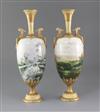 Harry Davis for Royal Worcester. A rare pair of 'Summer' and 'Winter' vases, height 33.5cm                                             