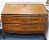 An 18th century continental marquetry inlaid walnut serpentine front bureau W.124cm                                                    