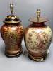 Two polychrome decorated chinoiserie lamp bases, overall height 47cm                                                                                                                                                        