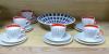 A Poole pottery dish and a set of six Broadhurst Harlem cup, saucers and plates                                                                                                                                             