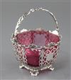 A Victorian pierced silver sugar basket by James & Nathaniel Creswick, 10cm.                                                           