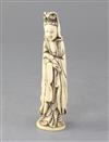 A Chinese walrus ivory figure of a Guanyin, 18th/19th century, height 17cm                                                             