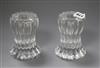 A pair of Sevres glass candle holders height 11cm                                                                                      