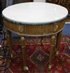 A pair of George III style giltwood demi-lune side tables (with additional marble tops) W.91cm                                         
