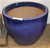 A blue glazed garden planter Diam. 48cm                                                                                                