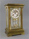 An early 20th century French ormolu four glass mantel clock, H.13.25in.                                                                