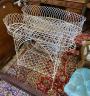 Two Victorian two tier wirework pot stands, larger width 84cm, height 94cm                                                                                                                                                  