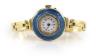 A lady's early to mid 20th century 18ct gold, enamel and diamond chip set manual wind wrist watch                                                                                                                           