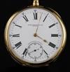 An early 20th century 18ct gold Patek Philippe keyless lever Chronometre Gondolo open face pocket watch,                               