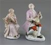 Two Continental porcelain figures of musicians, probably Thuringia, mid 18th century, 17.5cm and 15cm                                  