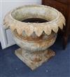 A cast iron campana garden urn with leaf border Diameter 70cm                                                                          