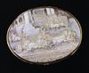 A large Victorian gold mounted oval cameo brooch, carved with scene of racing chariots, initialled T.V.                                