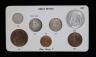 George V specimen set of seven coins, 1927, comprising 3rd coinage, halfcrown and shilling, 3rd coinage, and 4th coinage shilling, sixpence, all cleaned good VF/EF, the penny, halfpenny and farthing, toned and lustrous U