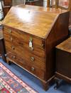 A Regency mahogany bureau, fitted fall flap over four graduated long drawers W.99cm                                                    